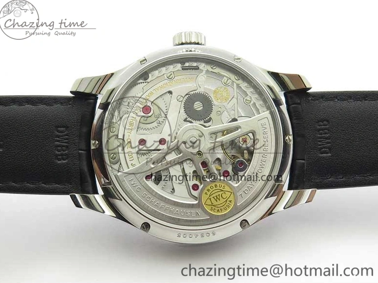 MIROTIME 0108 Portuguese Real PR Real Annual Calendar IW503502 ZF 1:1 Best Edition Black Dial Steel Markers on Black Leather Strap A StreetReady 7134